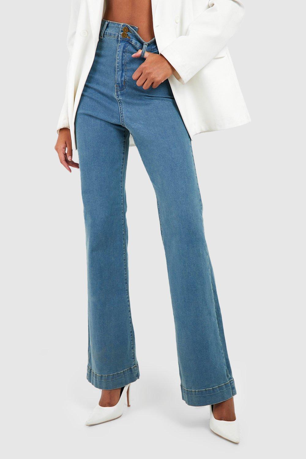 Tall Fitted Stretch Denim Flared Jeans | boohoo